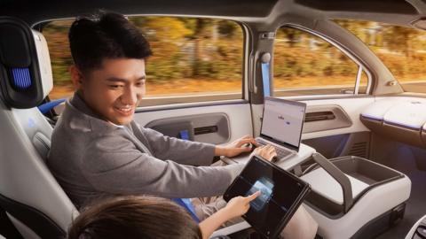 Baidu driverless taxi from inside