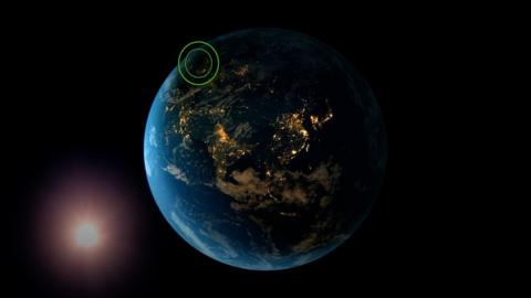 Earth showing a radar signal