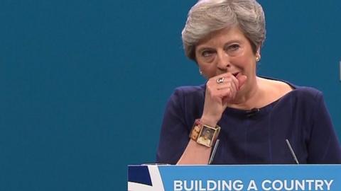 Theresa May coughing through her speech