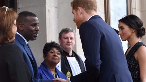 Prince Harry and Meghan Markle meet Stuart Lawrence