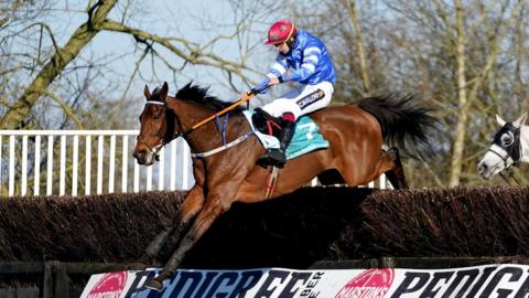 Screaming Colours ridden by jockey Conor Orr on their way to winning the Boulton Group Midlands Grand National