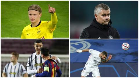 Erling Braut Haaland, Ole Gunnar Solskjaer, Cristiano Ronaldo, Lionel Messi, Karim Benzema