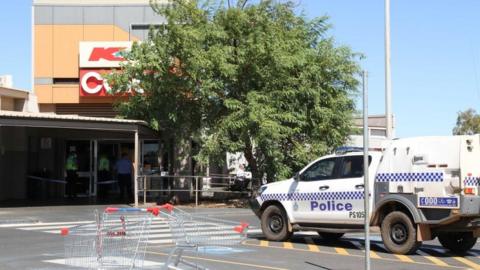 Police car outside of the shopping centre in South Hedland