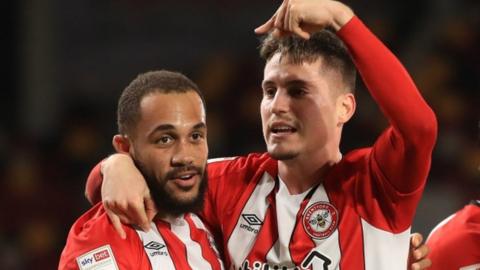 Brentford celebrate their opening goal