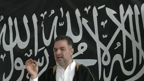 A screen shot showing Mundhir Abdallah give his sermon in Copenhagen in March