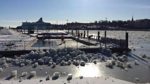 Large snow piles in Finland