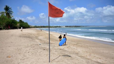 A quiet beach at Kuta, Bali, Indonesia (15 Aug 2020)