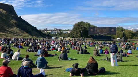 Mourners gathered in Edinburgh at Holyrood Park to watch the state funeral of Queen Elizabeth II.