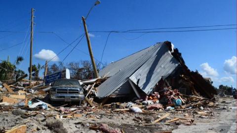 A car in the wreckage