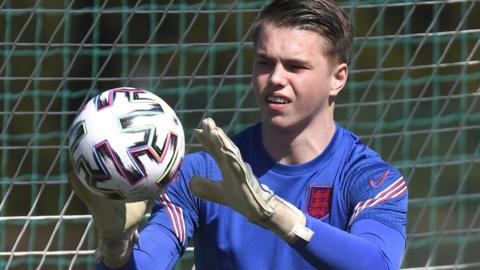 Josh Griffiths in training with England Under-21s