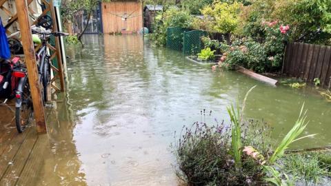 Flooded garden in east Oxford