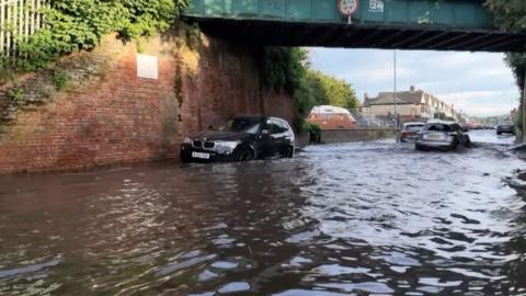 Flooded street.