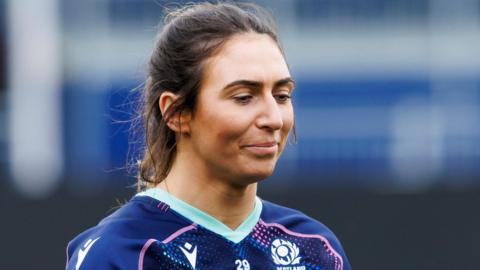 Emma Wassell during a Scotland Women rugby training session at Hive Stadium