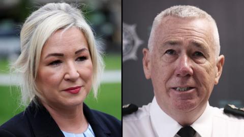 A composite image of Michelle O'Neill and Jon Boutcher.