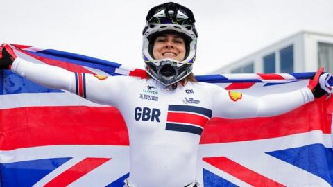 Beth Shriever celebrates her world title 