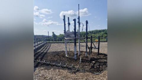 Damaged playground equipment
