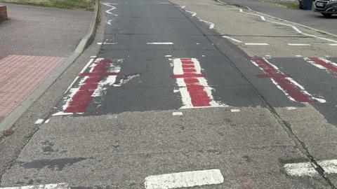 Flags of St George has been painted on a zebra crossing in Osborne Road, Willesborough in Kent.