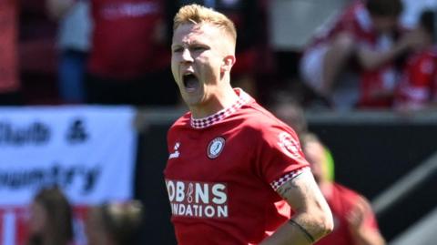 Bristol City's Ross McCrorie celebrates scoring against Preston