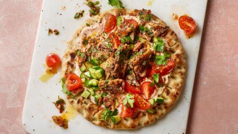 Harissa sardine flatbreads with harissa yoghurt
