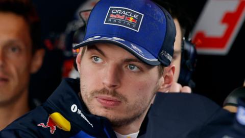 Max Verstappen pictured in the Red Bull garage at the 2026 Japanese Grand Prix