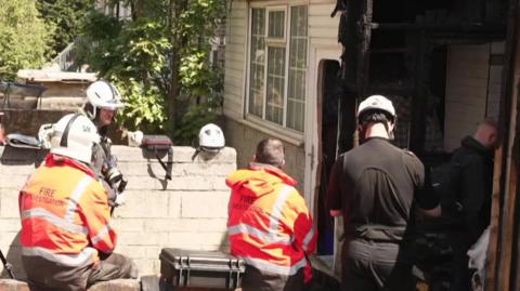 Fire service at a house fire