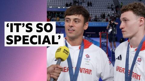 Tom Daley and Noah Williams speaking to tv Sport