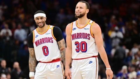 Golden State Warriors star Stephen Curry celebrates during his 56-point game against Orlando Magic