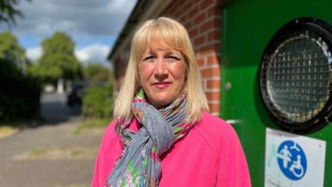 Tara Blencowe stood in front of the toilet block on King George V Recreation Ground in Arnold.