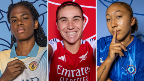 Manchester City's Khadija Shaw, Arsenal's Mariona Caldentey and Chelsea's Lauren James.