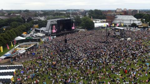 An overnight view of the crowd gathered at the TRNSMT festival