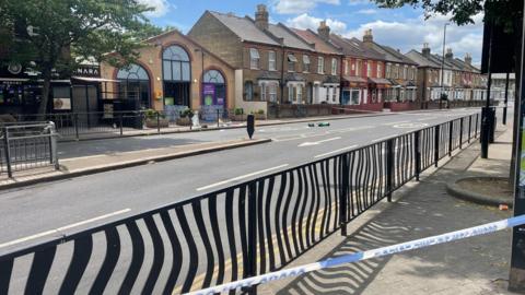 The scene in Hounslow after police were called to a stabbing on Hanworth Road