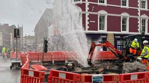 Burst pipe in Derby