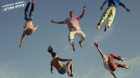 People floating in mid-air