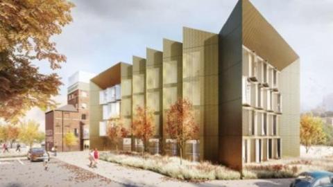 Artist impression for a new hotel on the former Guest & Chrimes site in Rotherham, which was built between 1857 and 1888 to produce crucial components for public water systems, including the original leak-proof tap