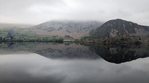 A general view of a misty Ennerdale Water in the Ennerdale Valley in the Lake District, Cumbria.