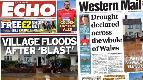 Front pages of the South Wales Echo and Western Mail 