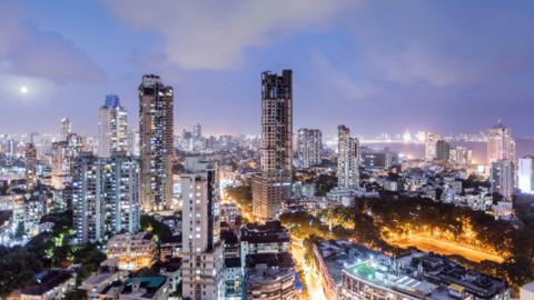 A general view of the Mumbai skyline from the Malabar district in the city centre.