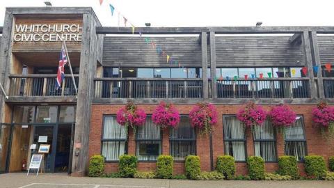 Whitchurch civic centre, a red brick building with a wood-clad second floor