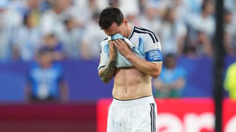 Messi was in tears following his first World Cup hat-trick against Algeria 