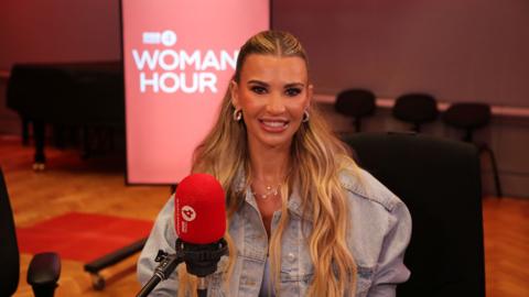 Christine McGuinness behind a Woman's Hour microphone