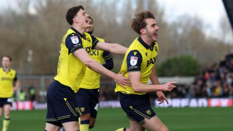 Stanley Mills celebrates putting Oxford United in front