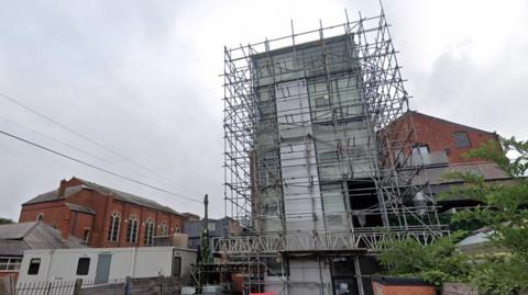 Scaffolding on a building