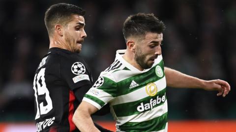 RB Leipzig's Andre Silva and Celtic's Greg Taylor in 2022