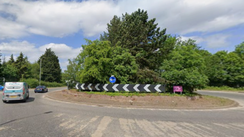 The roundabout linking the A17 with Stapleford Lane at Coddington in Nottinghamshire