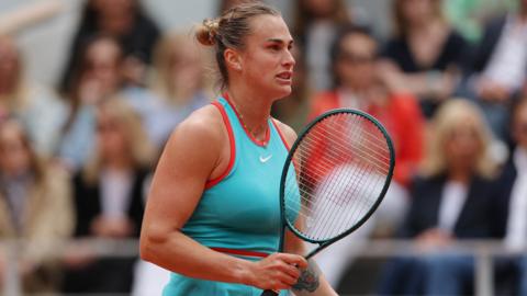 Aryna Sabalenka celebrates