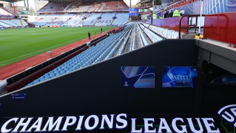 An empty Villa Park, looking towards the Holte End, ahead of the Champions League game with Bologna. 