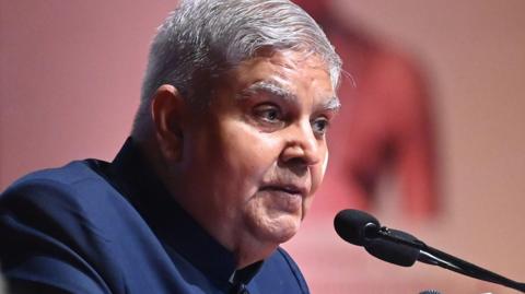 Vice President Jagdeep Dhankhar seen speaking at a ceremony in Kolkata city