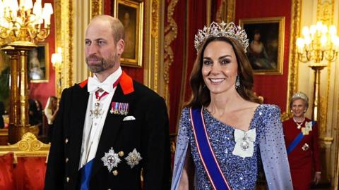William and Catherine pictured ahead of the banquet