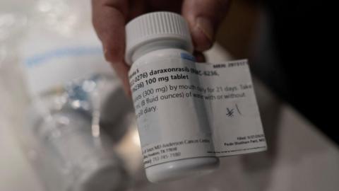 A pill bottle labelled daraxonrasib