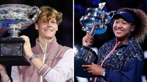 Jannik Sinner (left) and Naomi Osaka (right)